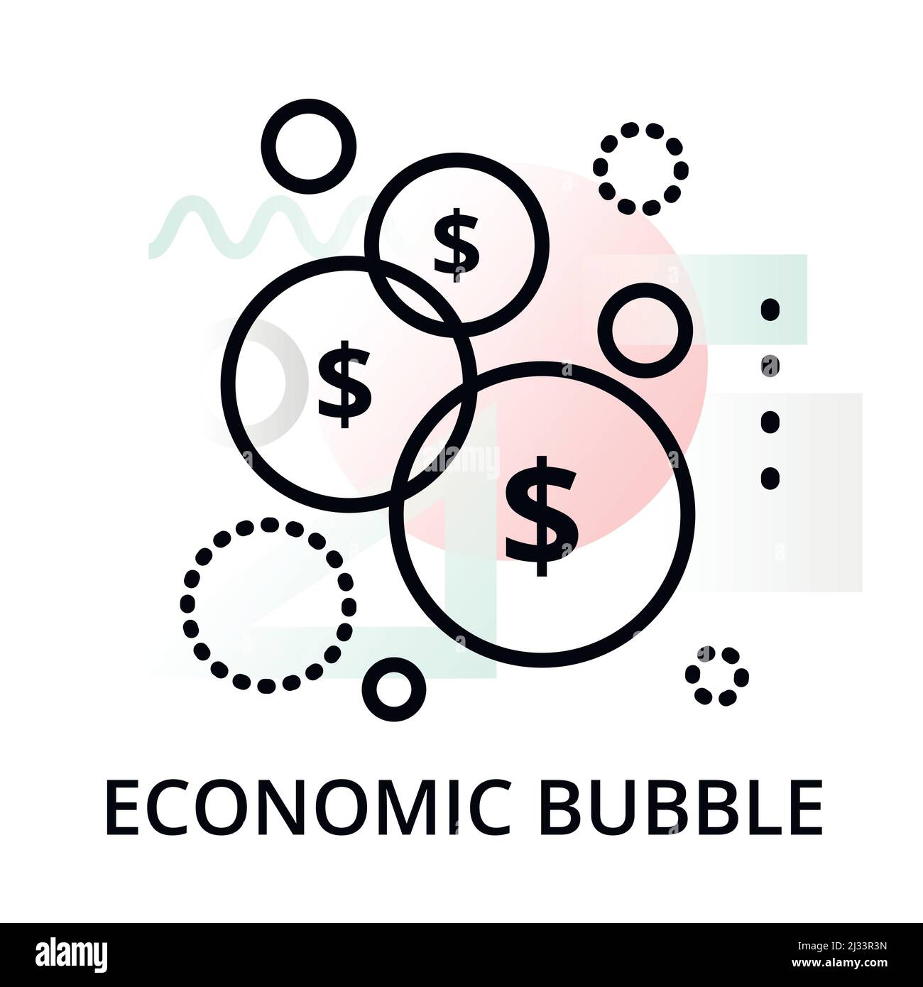 Economic bubble icon on abstract background from startup set, modern editable line vector illustration, for graphic and web design Stock Vector