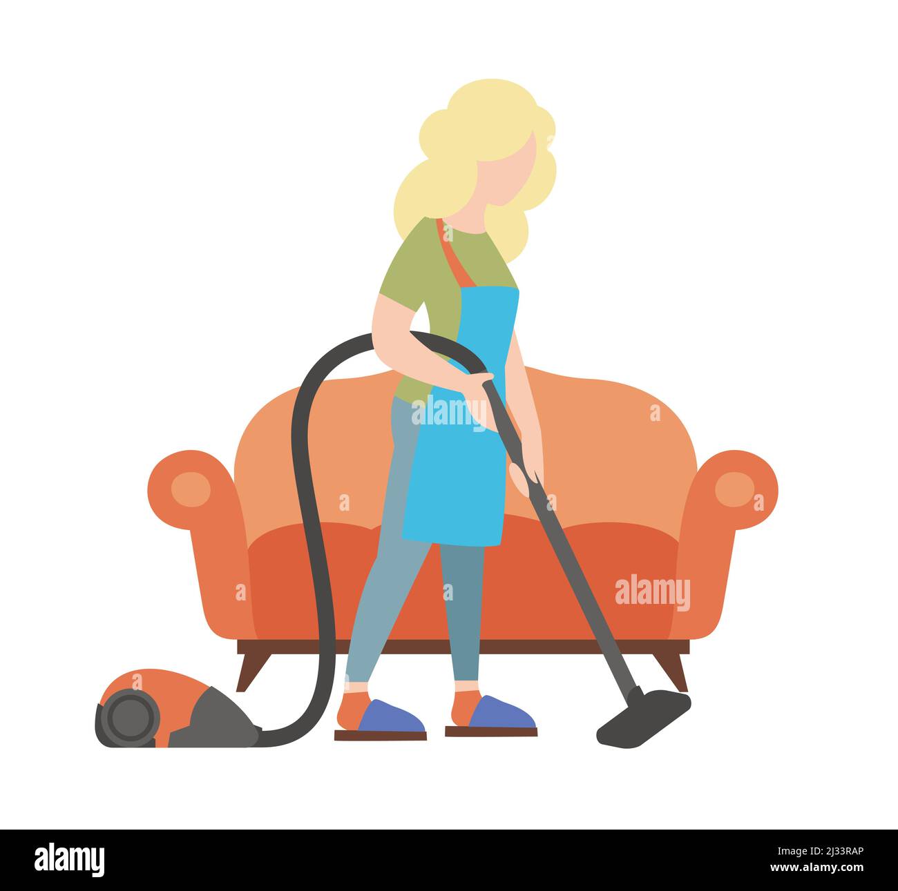 People weekend concept - woman cleaning house by vacuum cleaner on ...