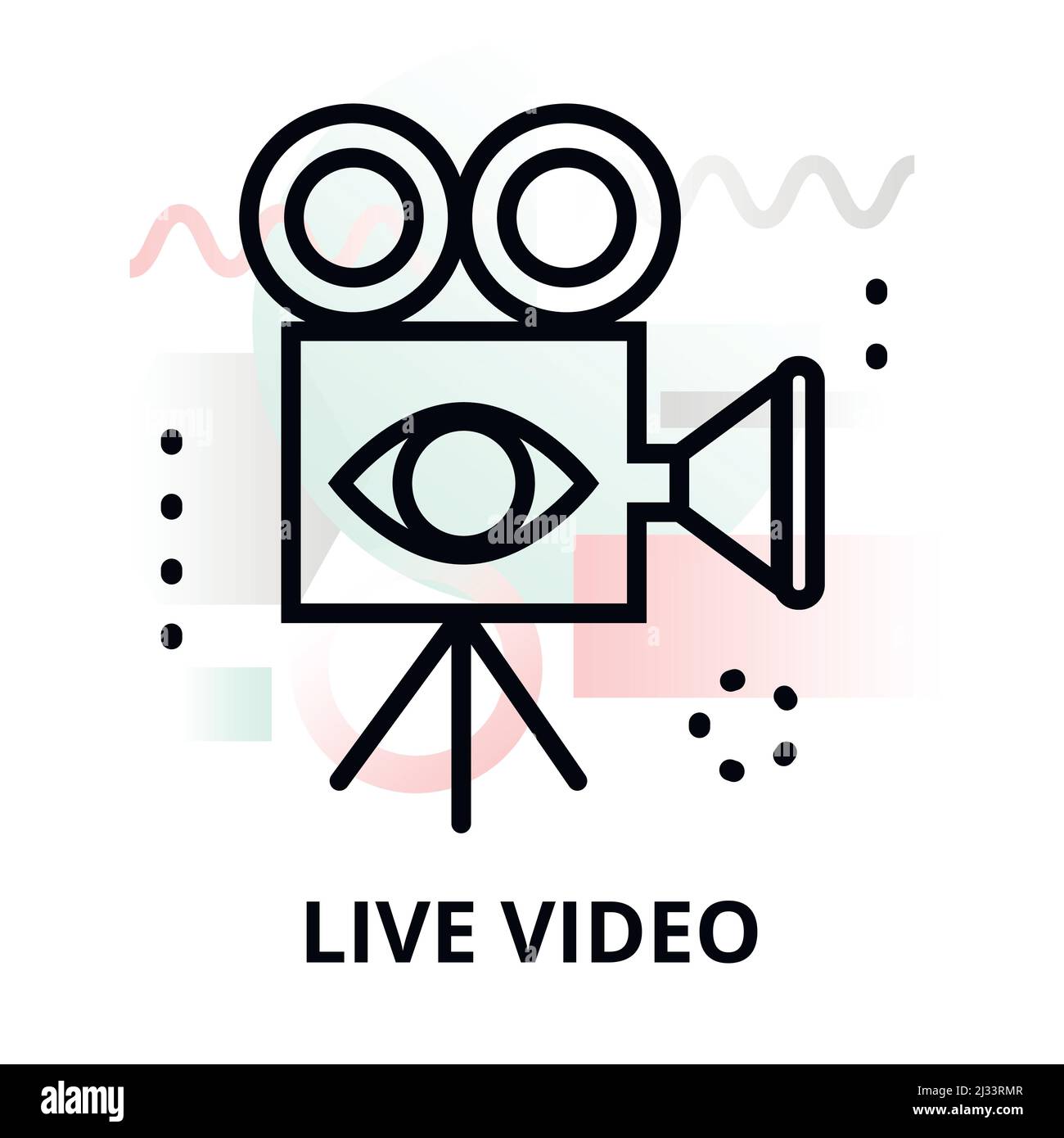 Modern flat thin line design vector illustration, concept of live video ...