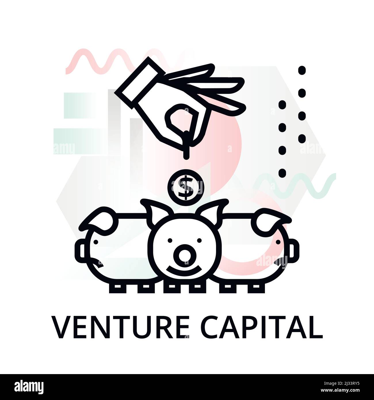 Venture capital icon on abstract background from startup set, modern editable line vector illustration, for graphic and web design Stock Vector