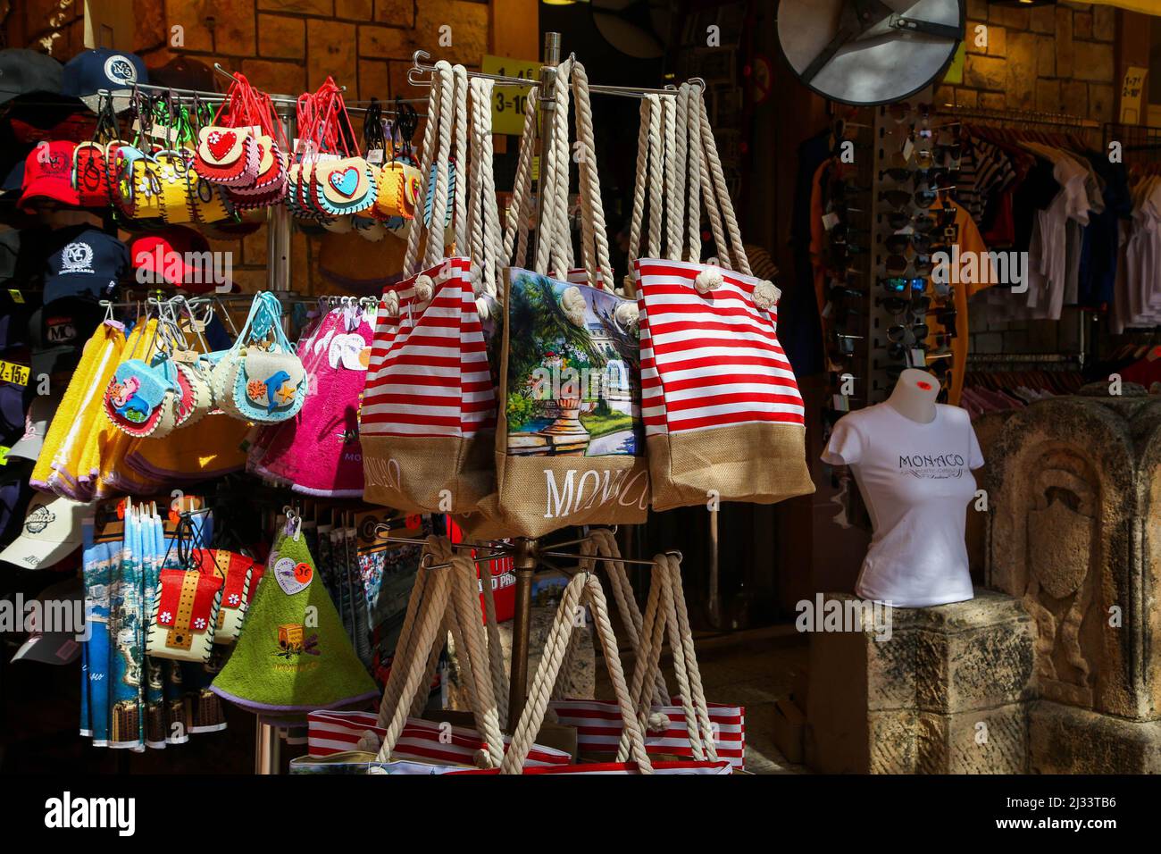 A tourist shop sells Monaco Grand Prix souvenir caps. (Photo by Dinendra  Haria / SOPA Images/Sipa USA Stock Photo - Alamy