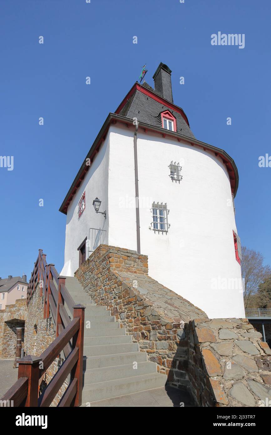 Schinderhannesturm built 18th century, the landmark in Simmern im Hunrück, Rhineland-Palatinate, Germany Stock Photo
