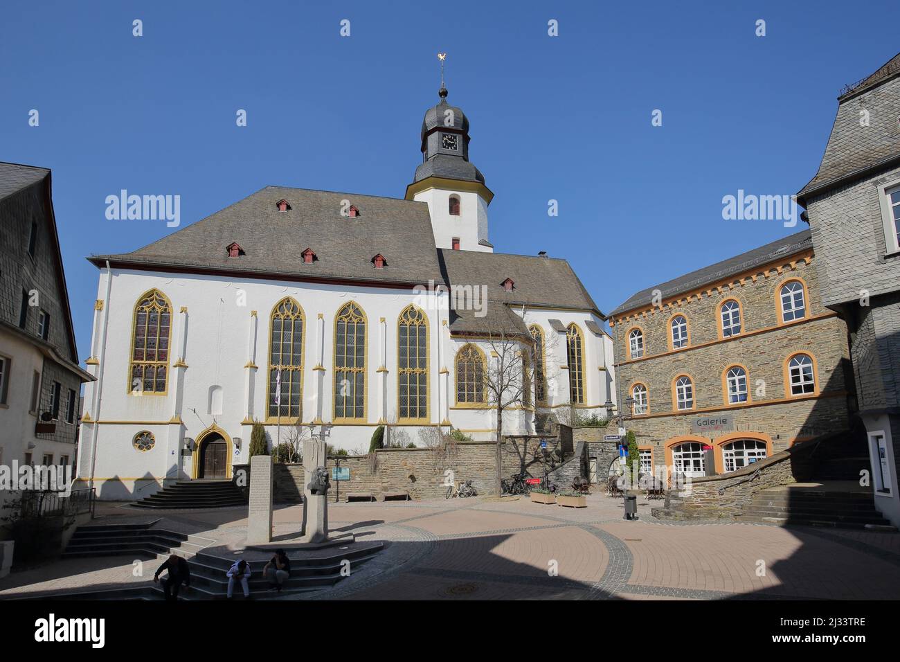 Late Gothic St. Stephens Church on the market square in Simmern im Hunrück, Rhineland-Palatinate, Germany Stock Photo