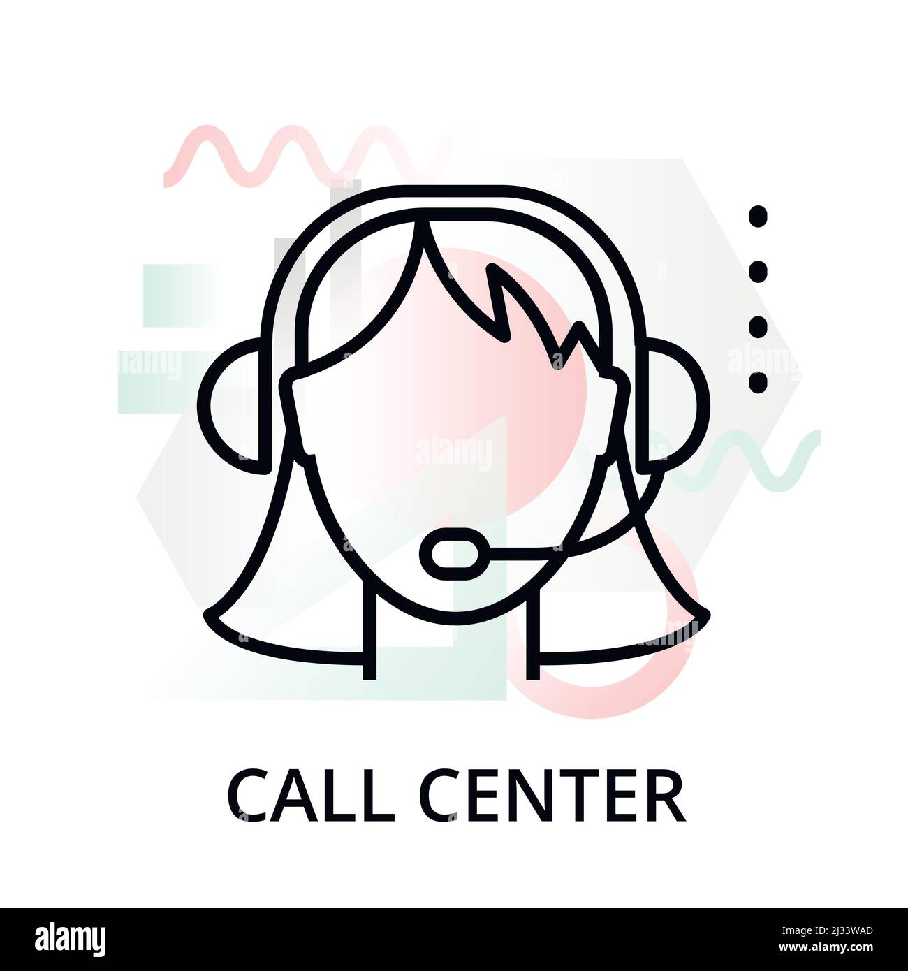 Modern editable line vector illustration, call center icon on abstract background, for graphic, for graphic and web design Stock Vector