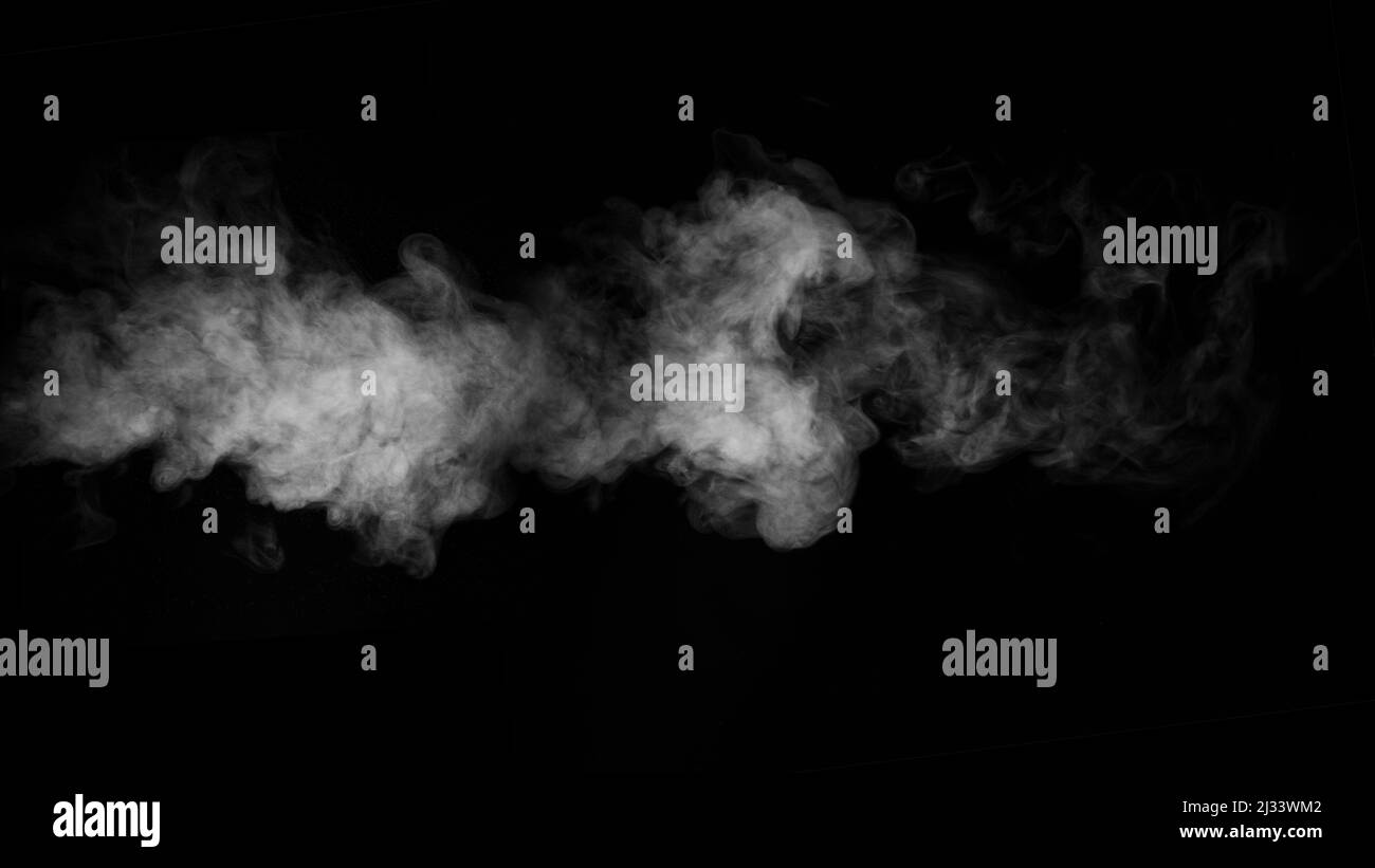 Swirling, wriggling smoke, steam, isolated on a black background for ...