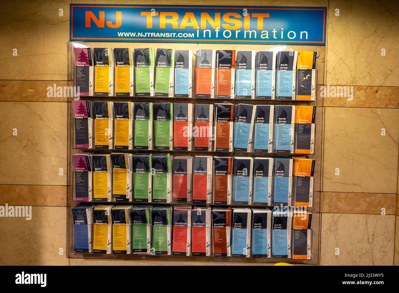 New Jersey Transit schedules, Penn Station, NYC  2022 Stock Photo