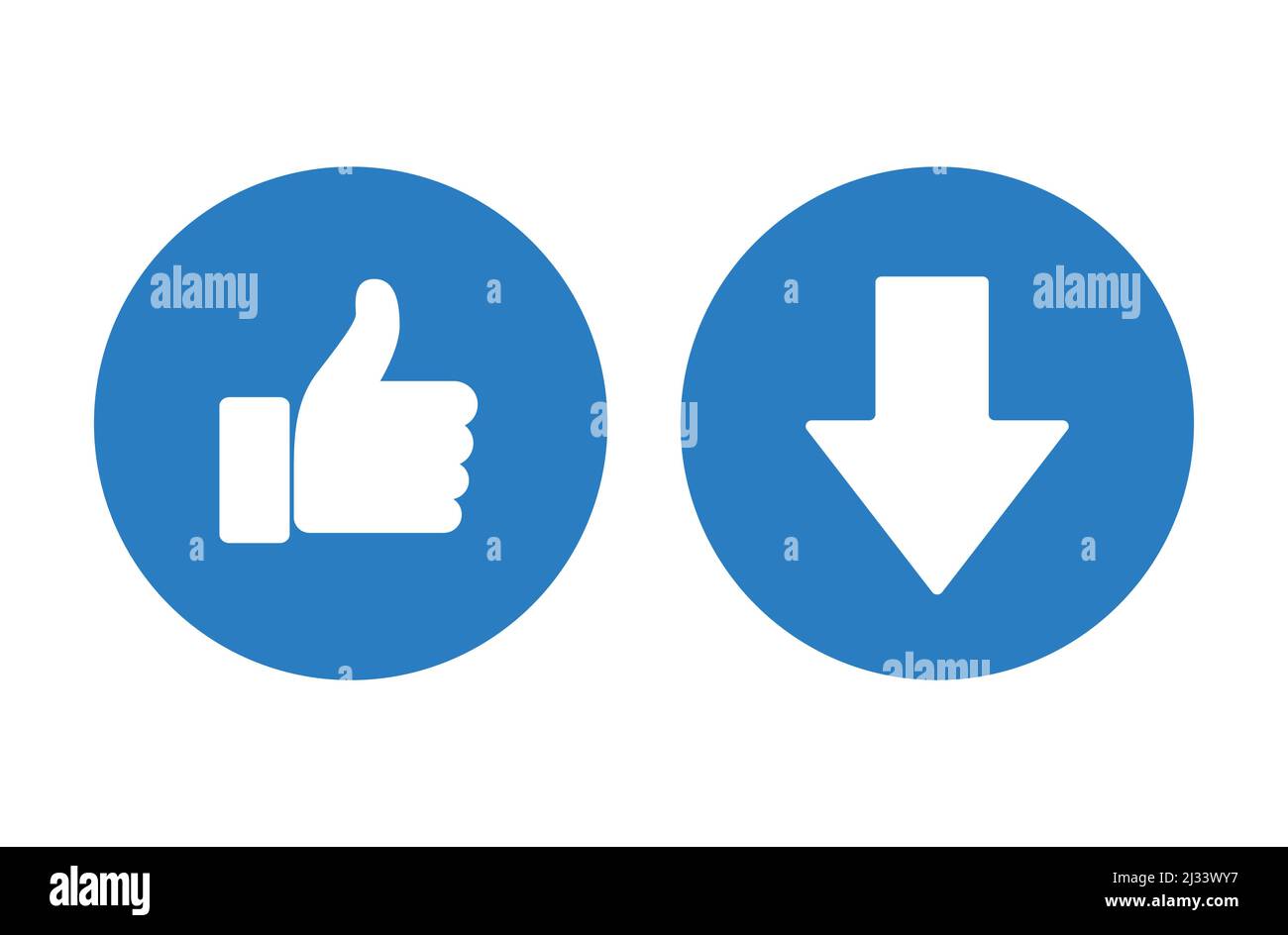 Blue arrow and thumb up icons close-up, vector illustration Stock Vector