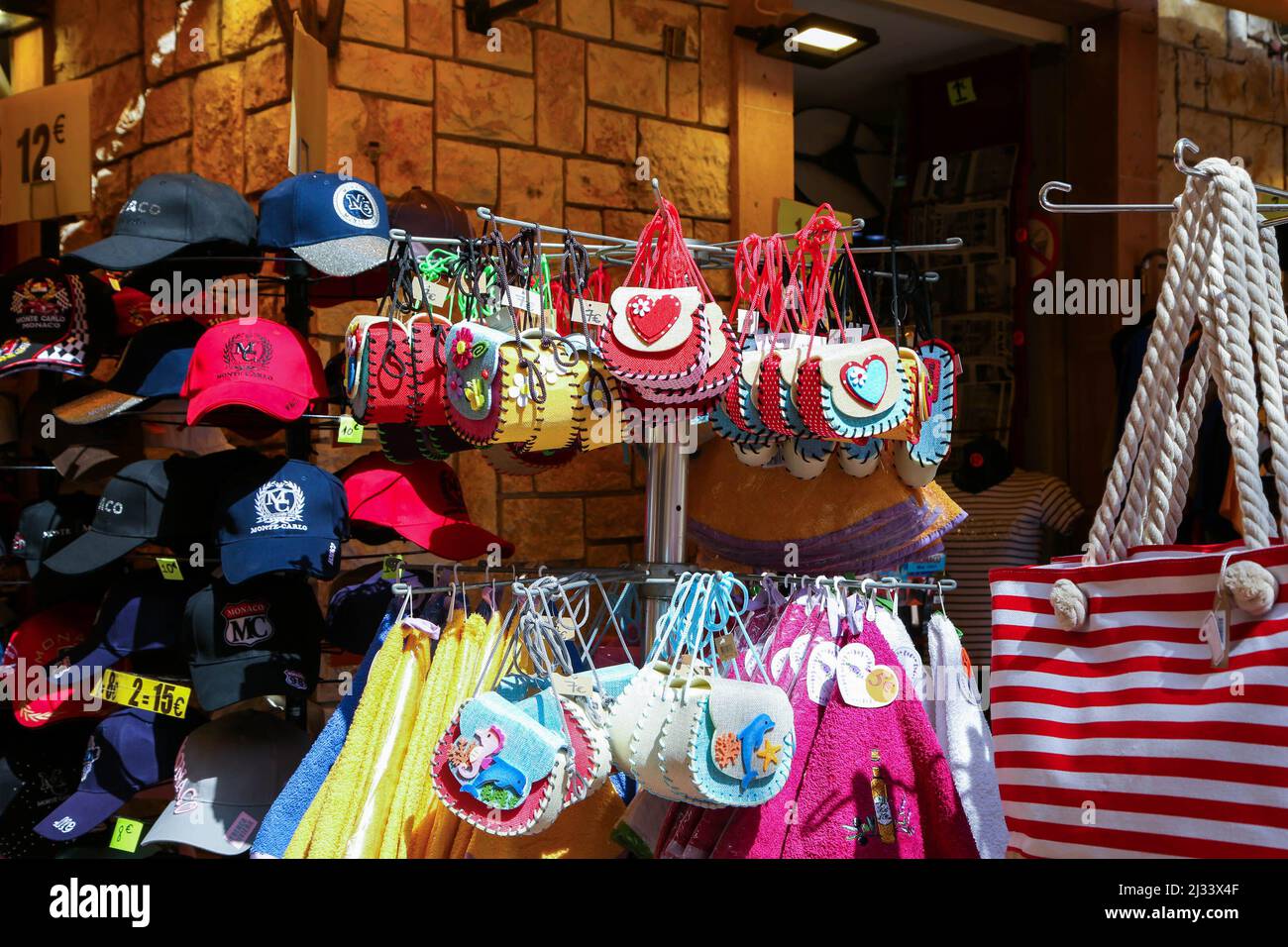 A tourist shop sells Monaco Grand Prix souvenir caps. (Photo by Dinendra  Haria / SOPA Images/Sipa USA Stock Photo - Alamy