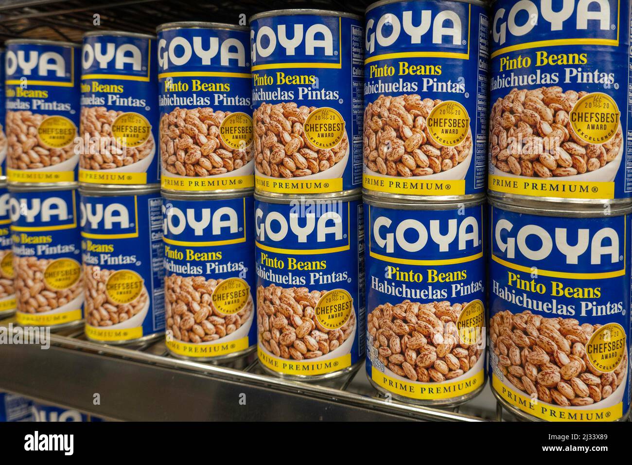 Goya brand pinto beans at D'Agostino Grocery Store in New York City, United States  2022 Stock Photo