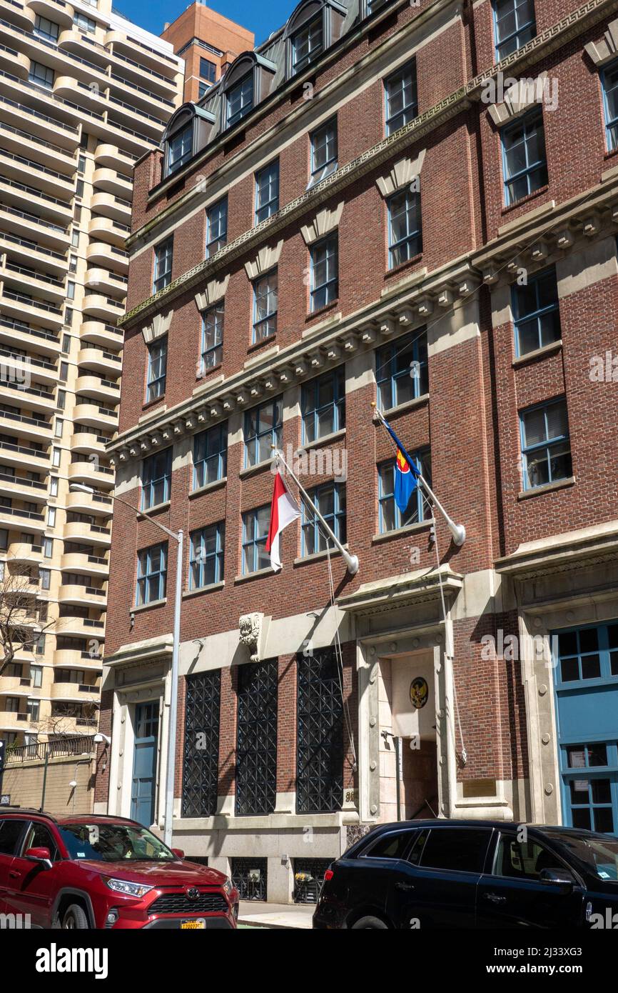 Permanent Mission of the Republic of Indonesia is located at 325 E. 38th St. in New York City, USA  2022 Stock Photo