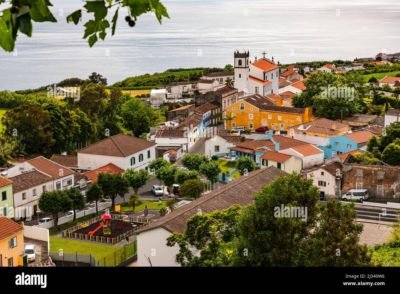 Picturesque village on the coast of the Portuguese island of Sao Miguel in the Atlantic Stock Photo