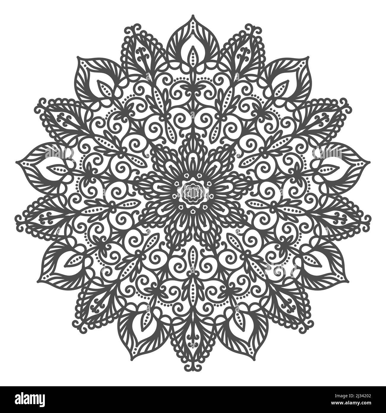 Decorative vector pattern mandala. Oriental round pattern in the shape of a flower. Monochrome illustration in zentangle style. Mandala for coloring Stock Vector