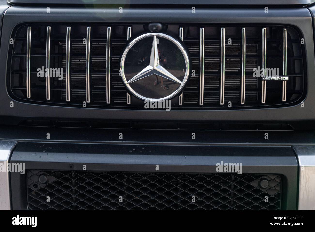 Slovenia, Ljubljana - July 5 2021: Black Mercedes G63 AMG vehicle Stock Photo