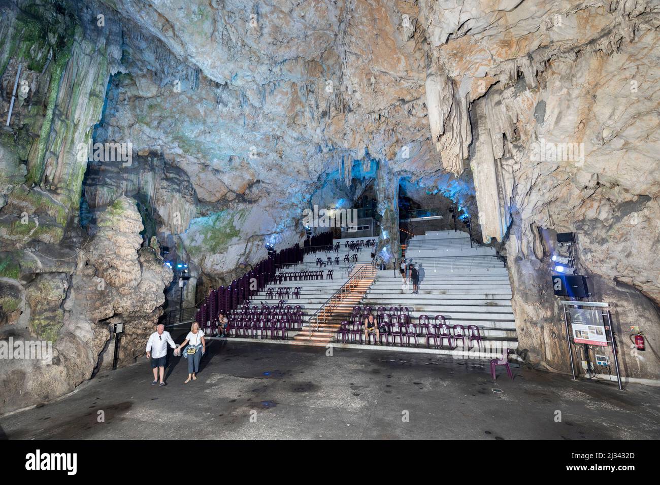 Auditorium and concert space inside St Michael's Cave, Gibraltar Stock