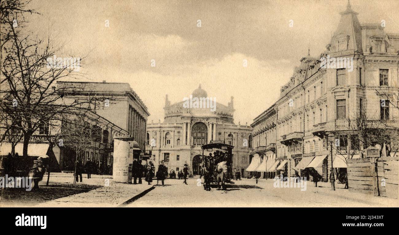 1900 ca , ODESSA , UKRAINE , RUSSIAN EMPIRE : The RICHELIEU STREET ...