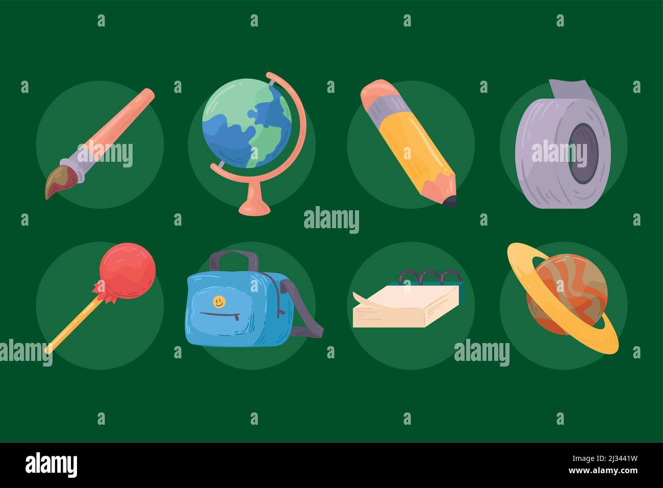 eight school supplies icons Stock Vector Image & Art - Alamy