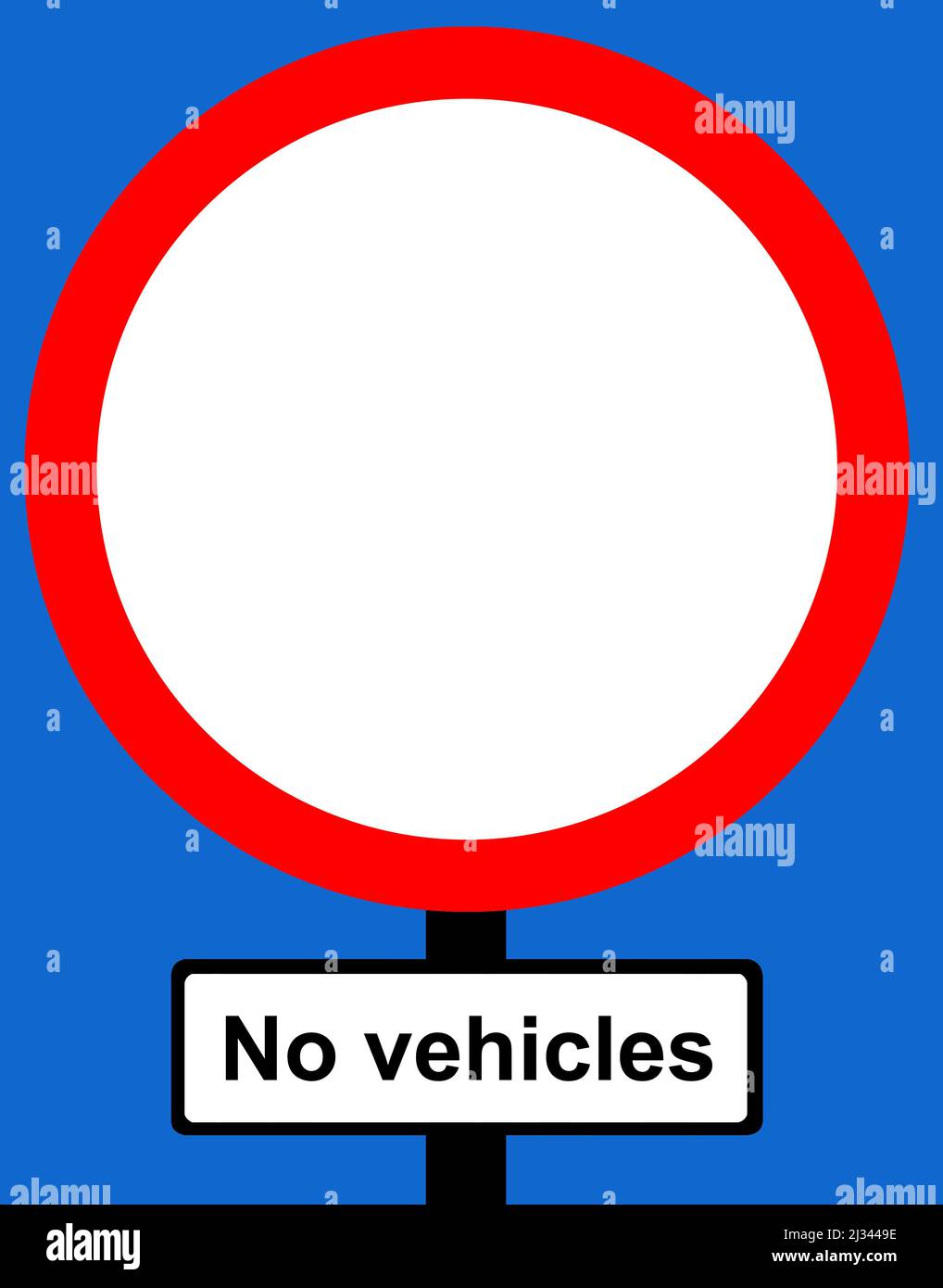 No vehicles except bicycles when being pushed traffic sign Stock Photo