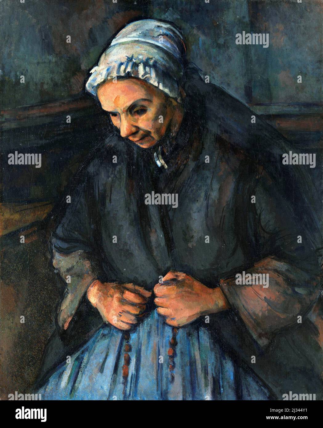 An Old Woman with a Rosary by Paul Cezanne (1839-1906), oil on canvas, c.1895-96 Stock Photo