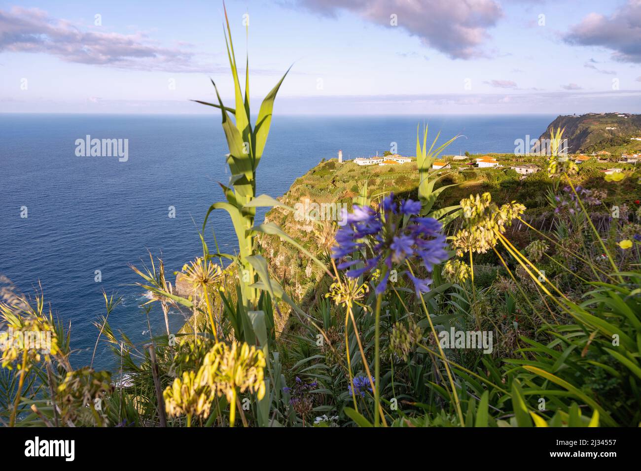 Farol de Sao Jorge, north coast; View from Miradouro da Vigia Stock Photo