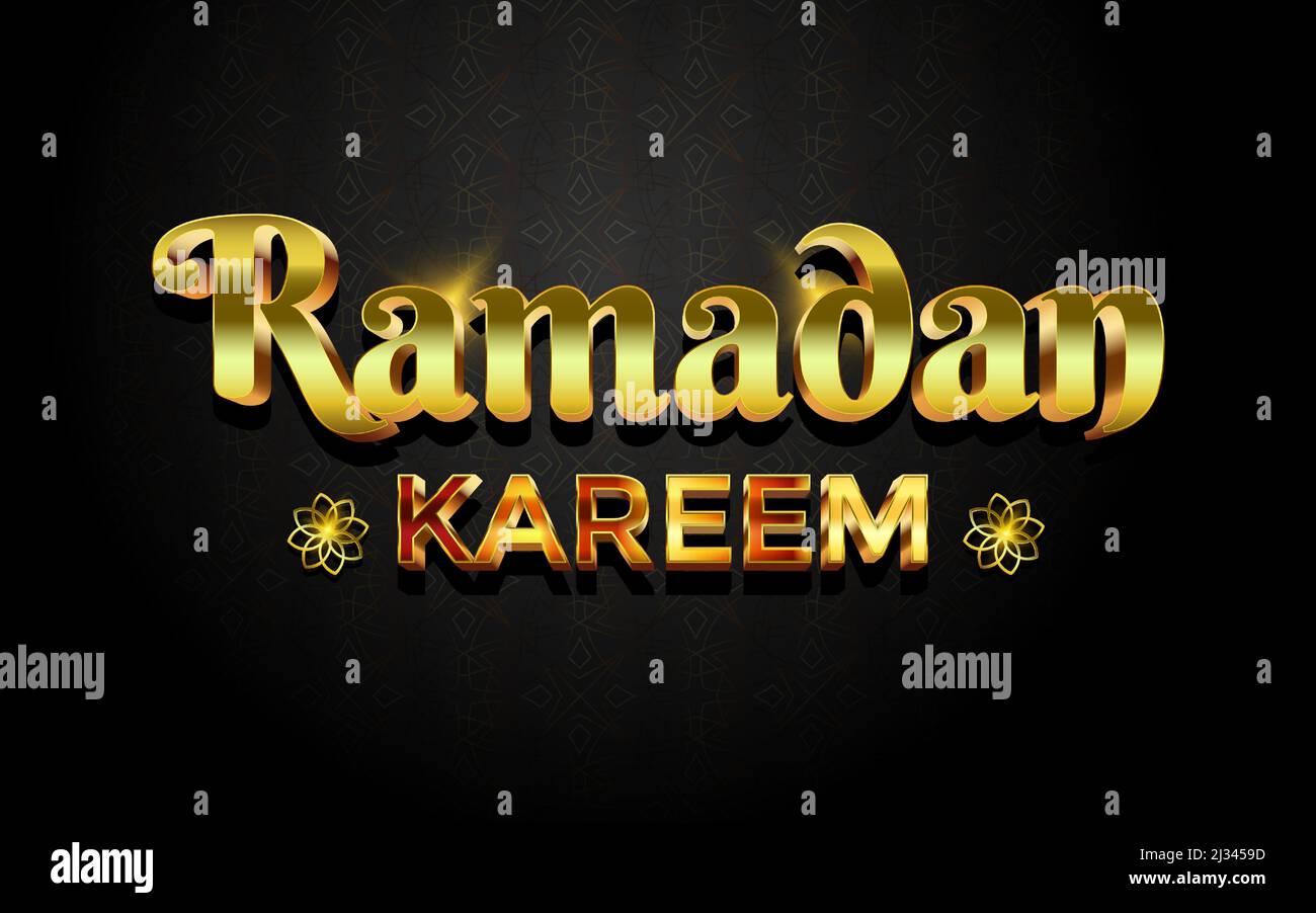 Ramadan kareem luxury gold editable text effect Stock Vector