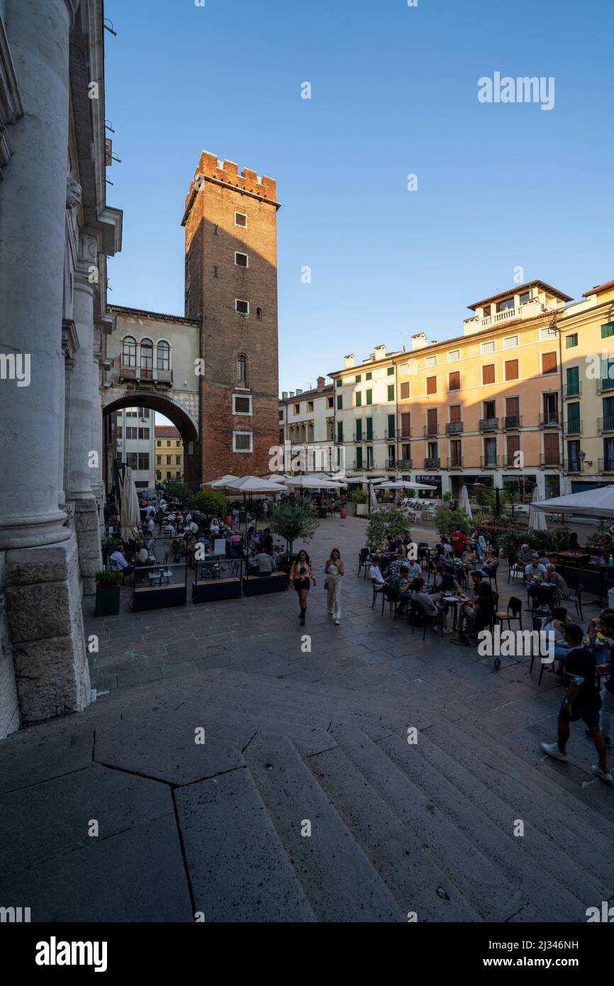 Blcik over the Piazza delle Erbe next to the Palladiana Basilica in Vicenza, Veneto; Italy. Stock Photo