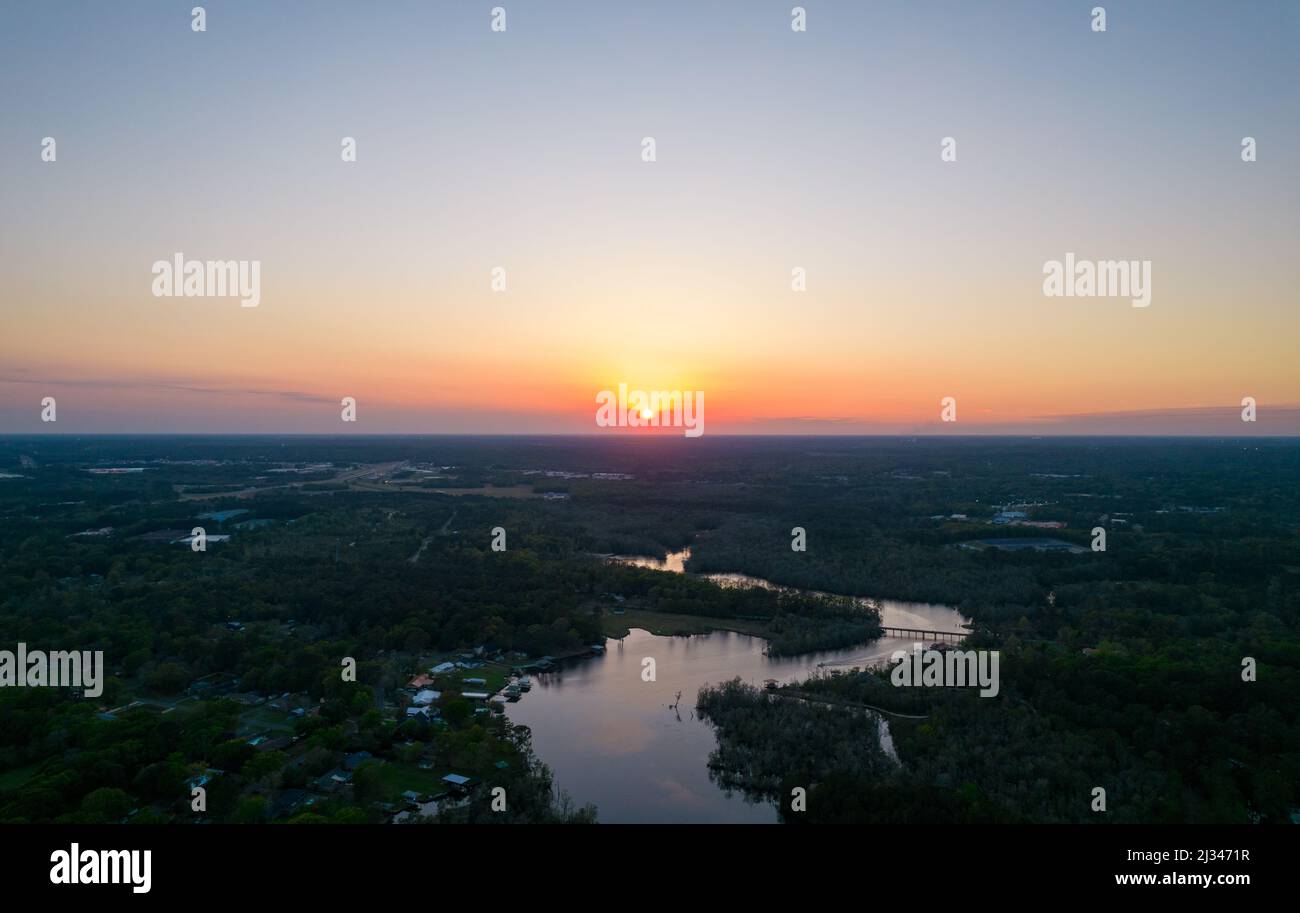 Aerial view of Dog River at sunset near Mobile, Alabama Stock Photo Alamy