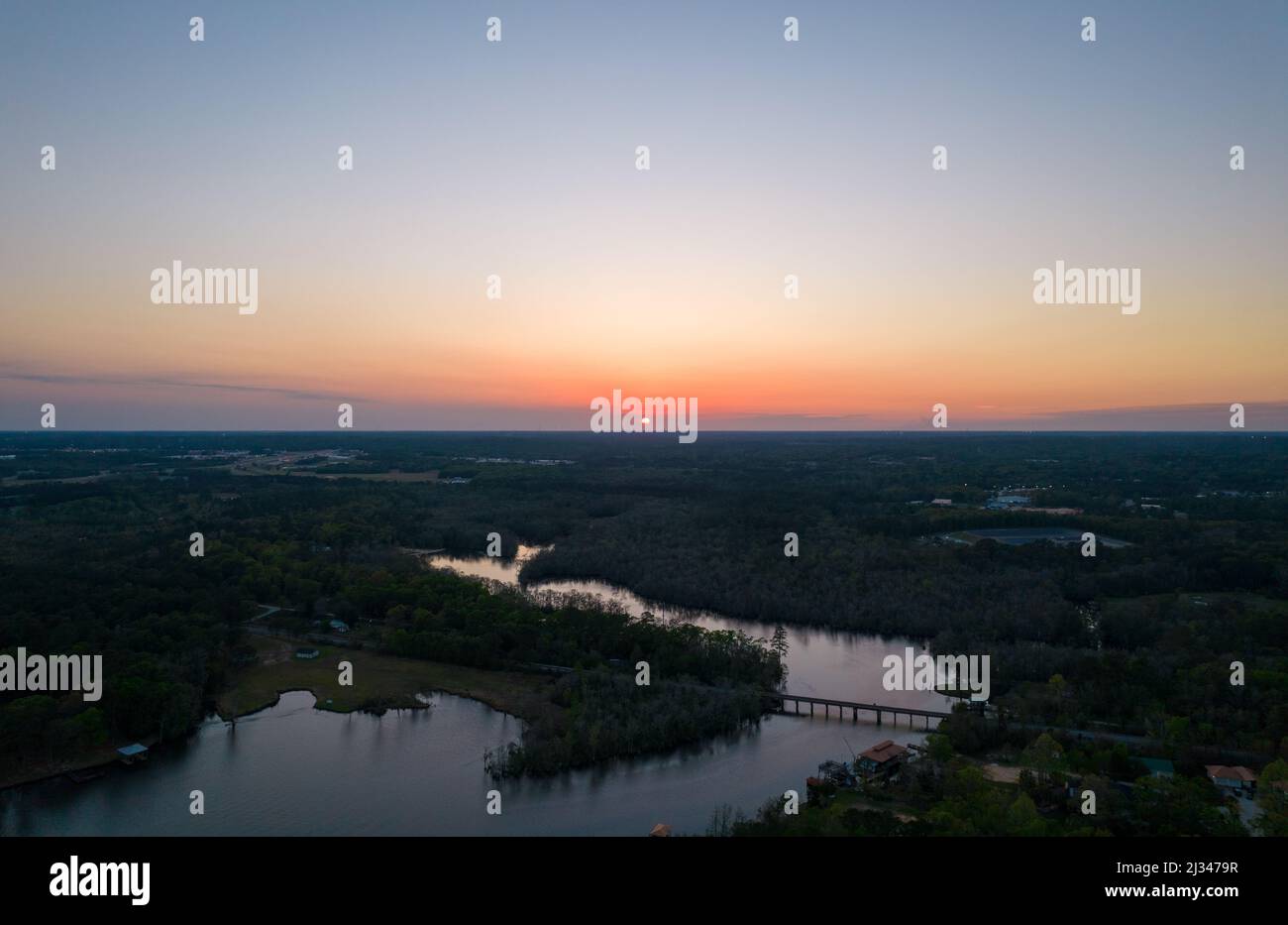 Aerial view of Dog River at sunset near Mobile, Alabama Stock Photo Alamy