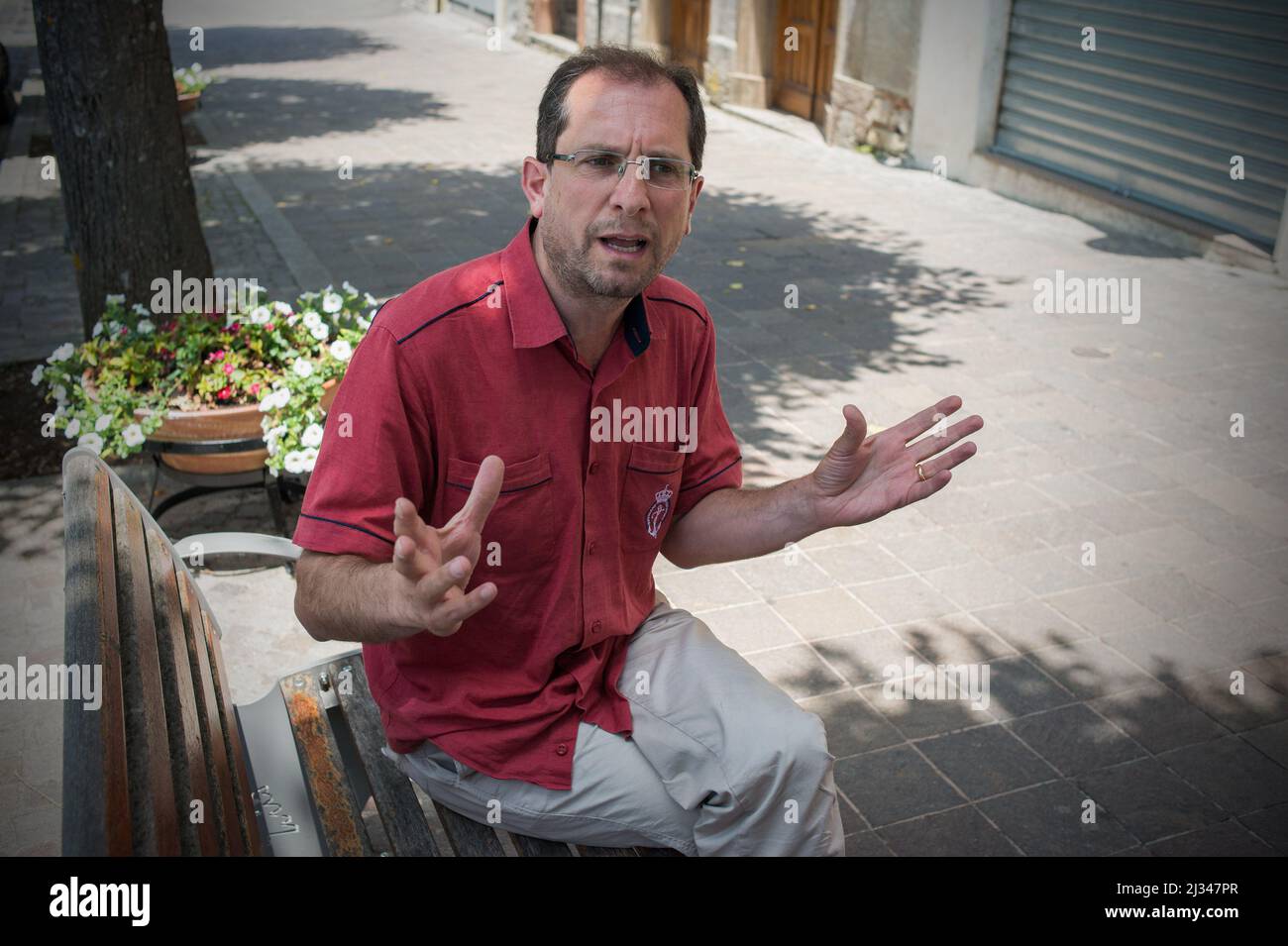 Viggiano, Potenza, Italy 13/06/2015: Enzo Alliegro, anthropologist, author of 'Totem Nero' which analyzes the issues related to oil extraction in Basilicata. ©Andrea Sabbadini Stock Photo