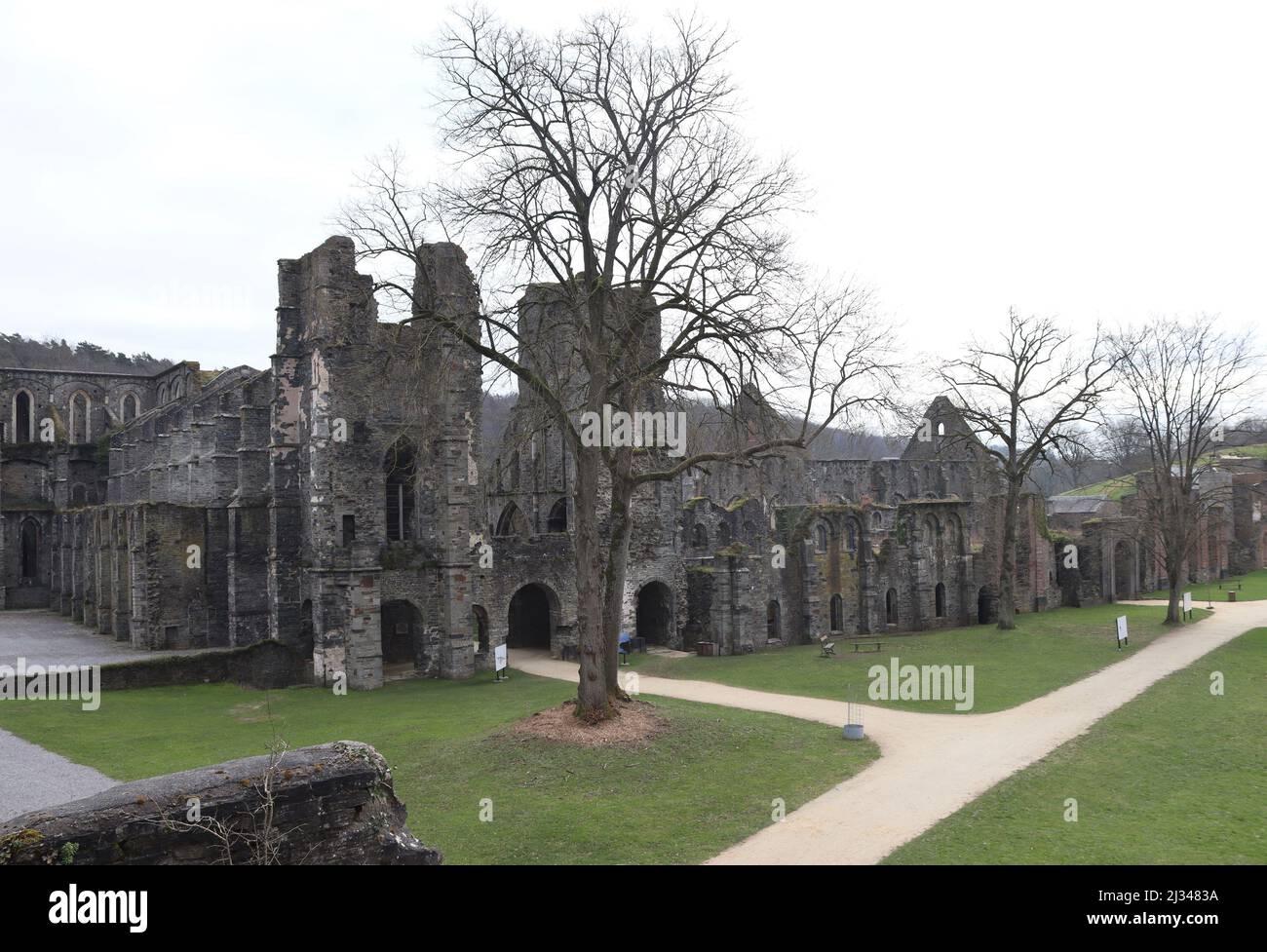 VILLERS-LA-VILLE, BELGIUM, 1 MARCH 2022: View of Villers Abbey near Brussels in Belgium. The 12th century ruins of the Cistercian Order Monastery are Stock Photo