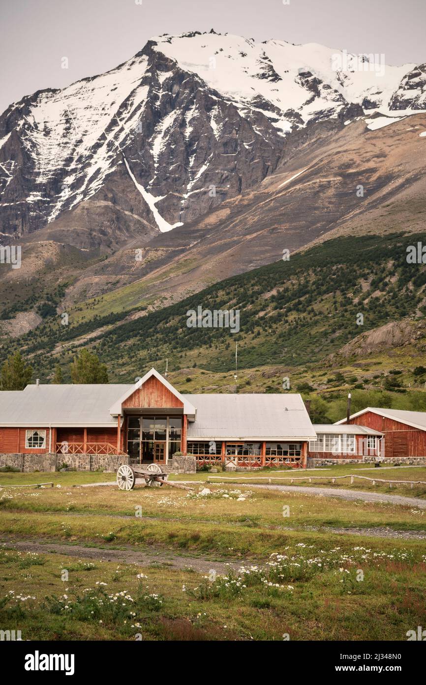 Carriage in front of Torres del Paine National Park Visitor Center