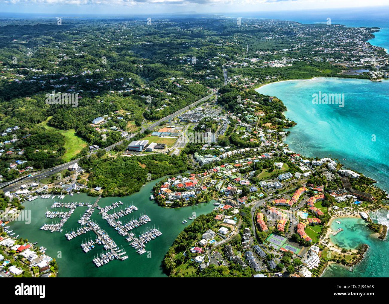 Aerial view of Marina Bas-du-Fort, Pointe-à-Pitre, Grande-Terre, Guadeloupe,  Lesser Antilles, Caribbean Stock Photo - Alamy