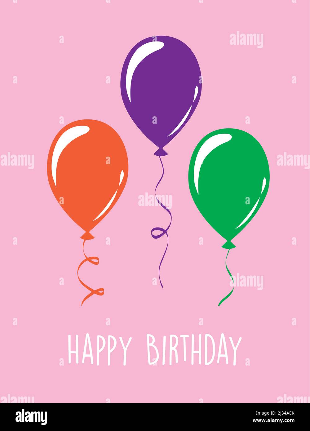 simple happy birthday greeting card with balloons Stock Vector ...