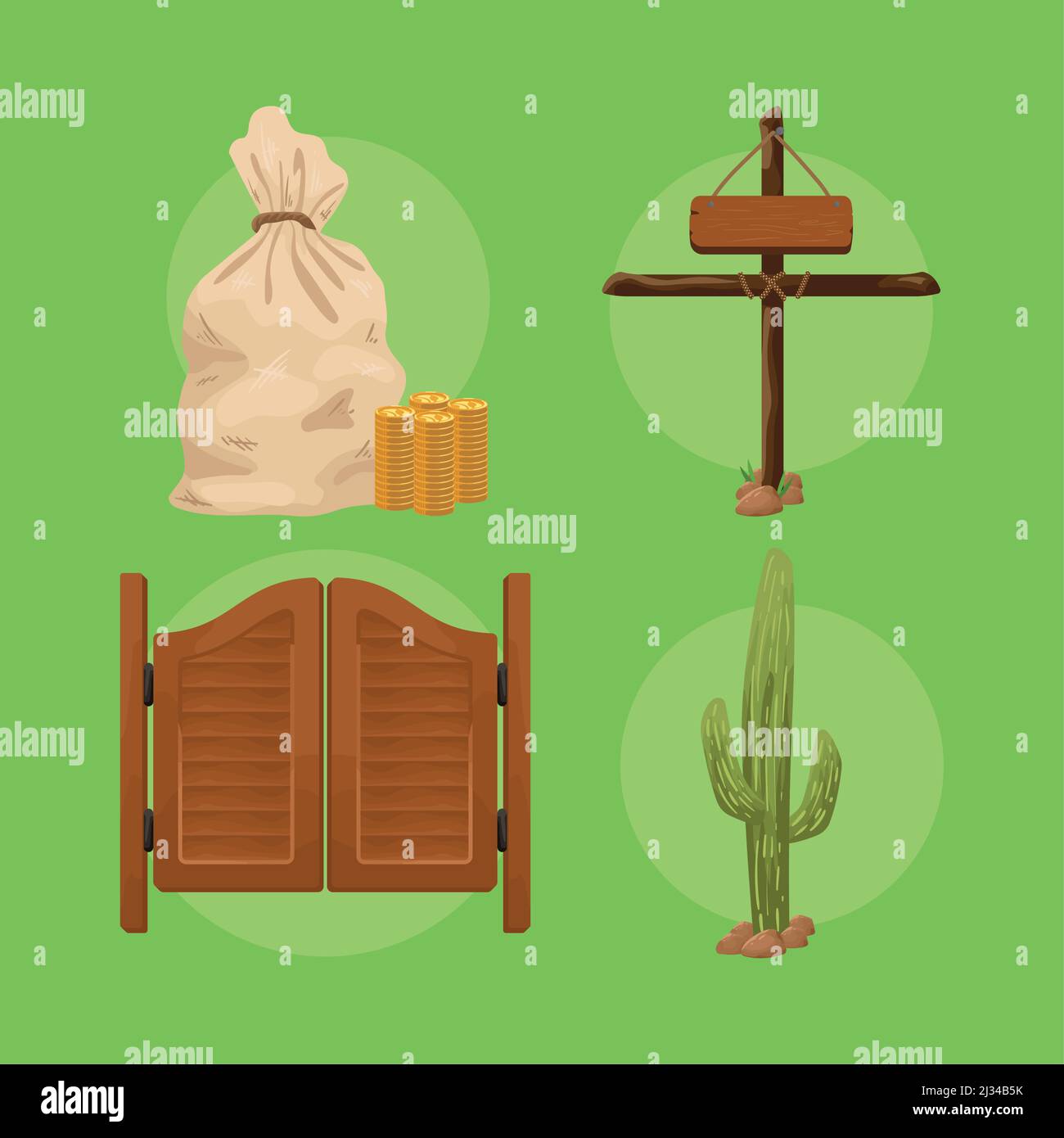 wild west four icons Stock Vector