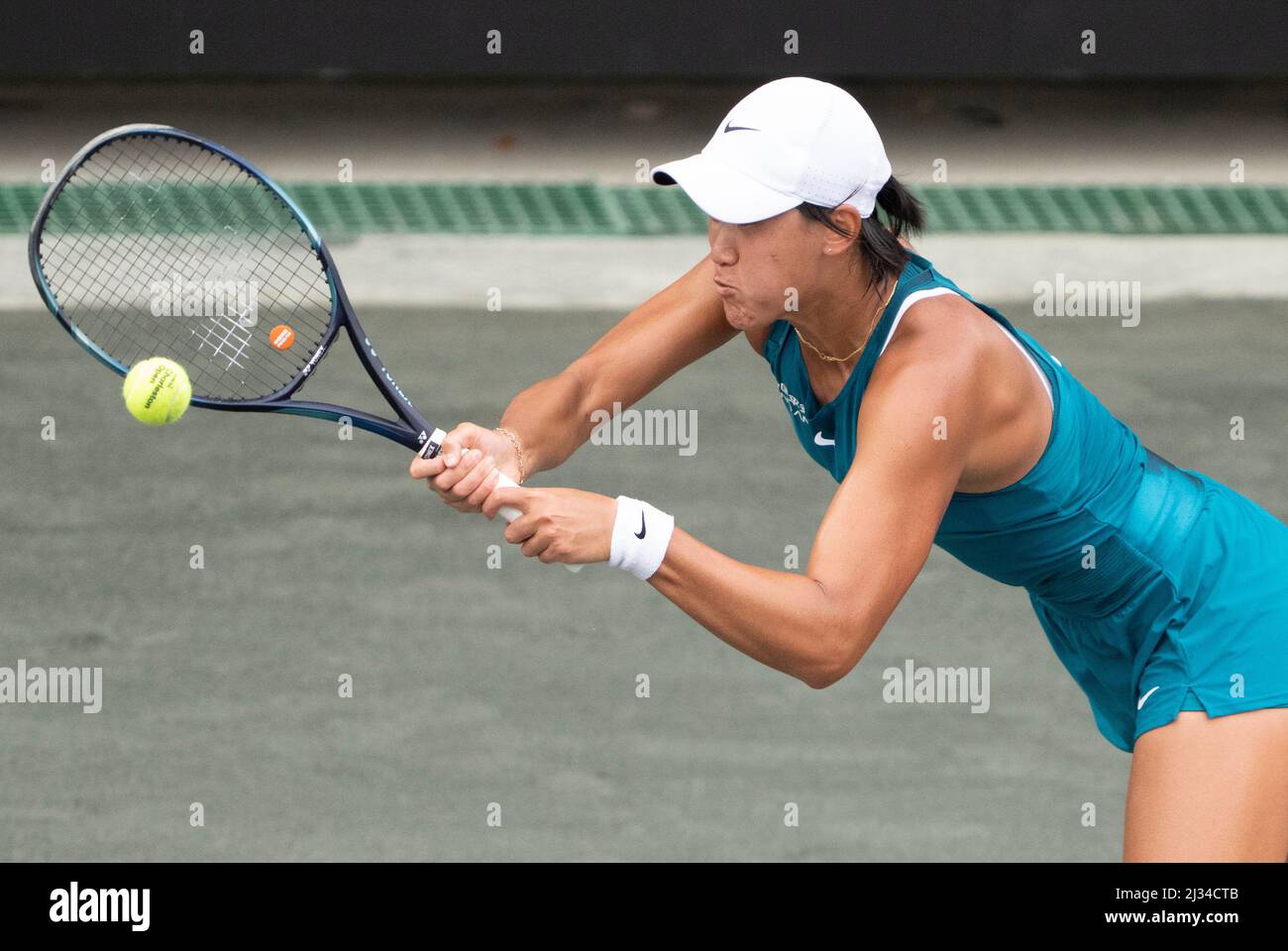 Charleston, South Carolina, April 5, 2022 Xinyu Wang (CHN) loses to