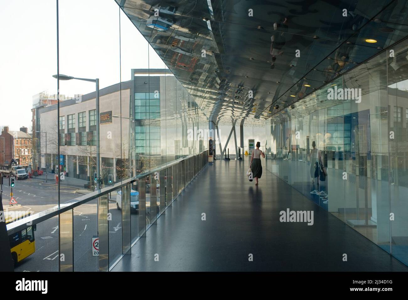 Elevated walkway at the Highcross shopping centre in Leicester Stock Photo