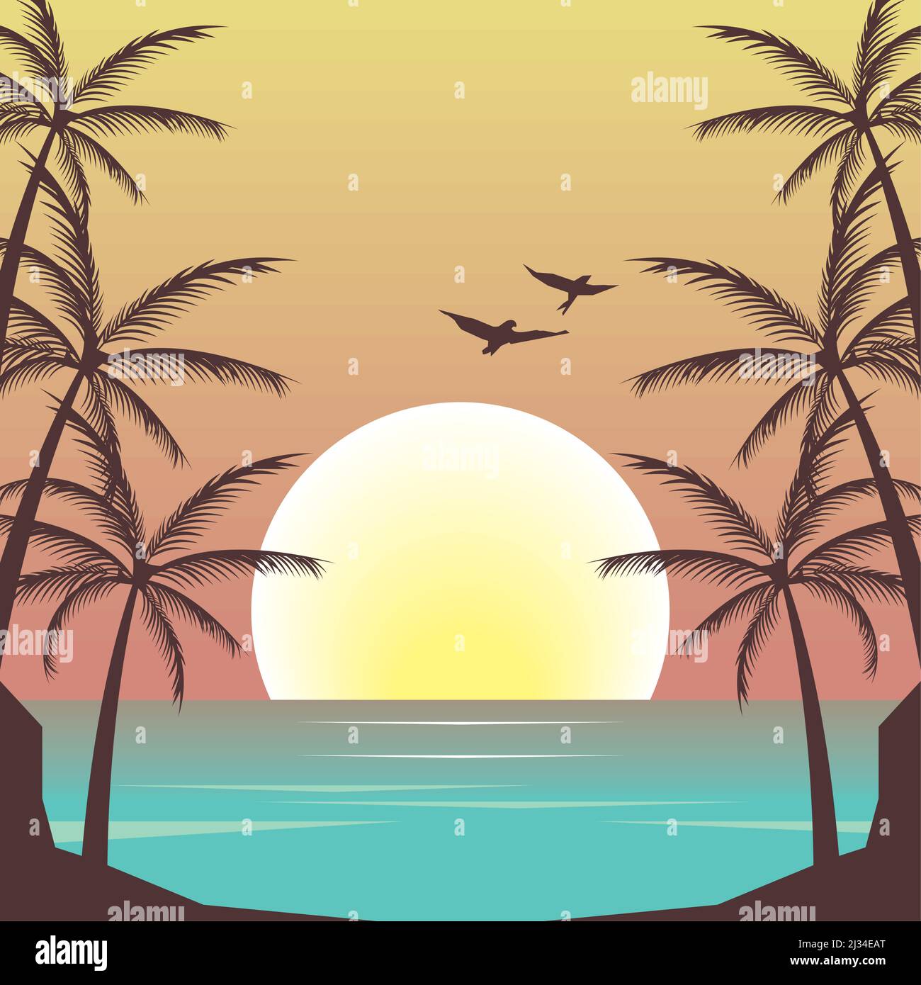 seascape beach scene Stock Vector Image & Art - Alamy