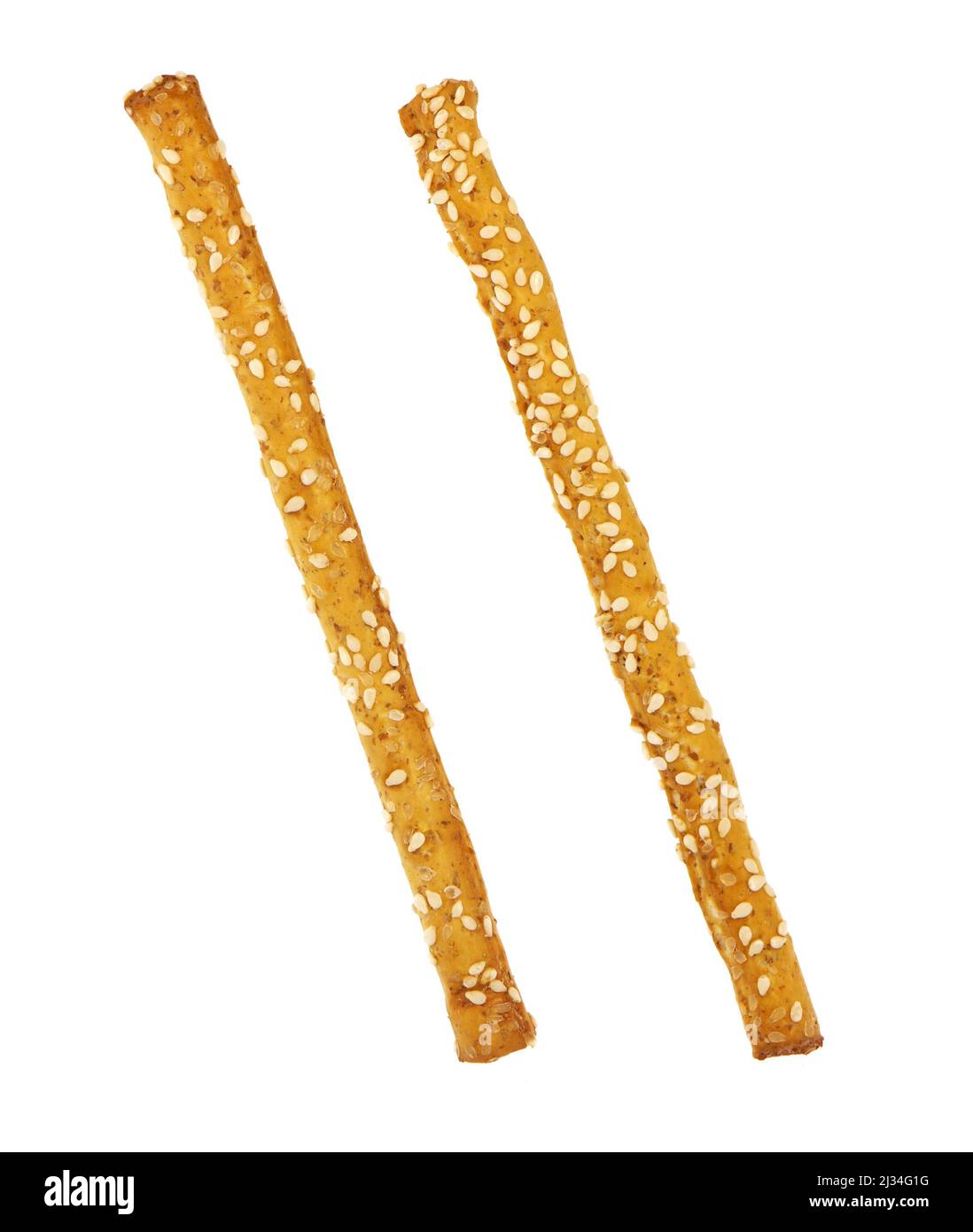 Sesame String Bread Grissini breadsticks with sesame seeds tied with string, isolated on a ...