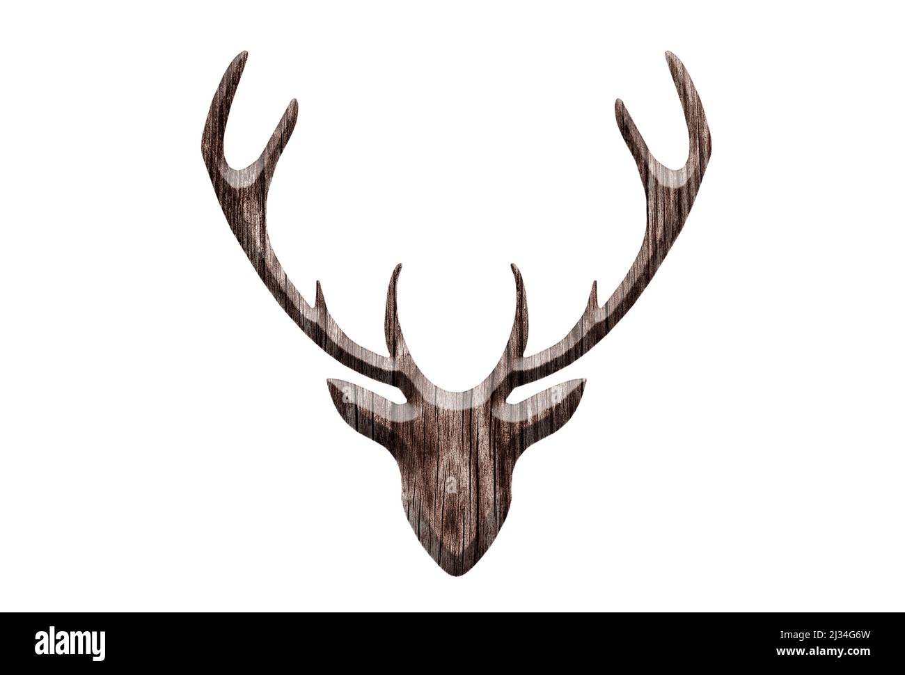 Wooden deer head shape isolated on white background Stock Photo