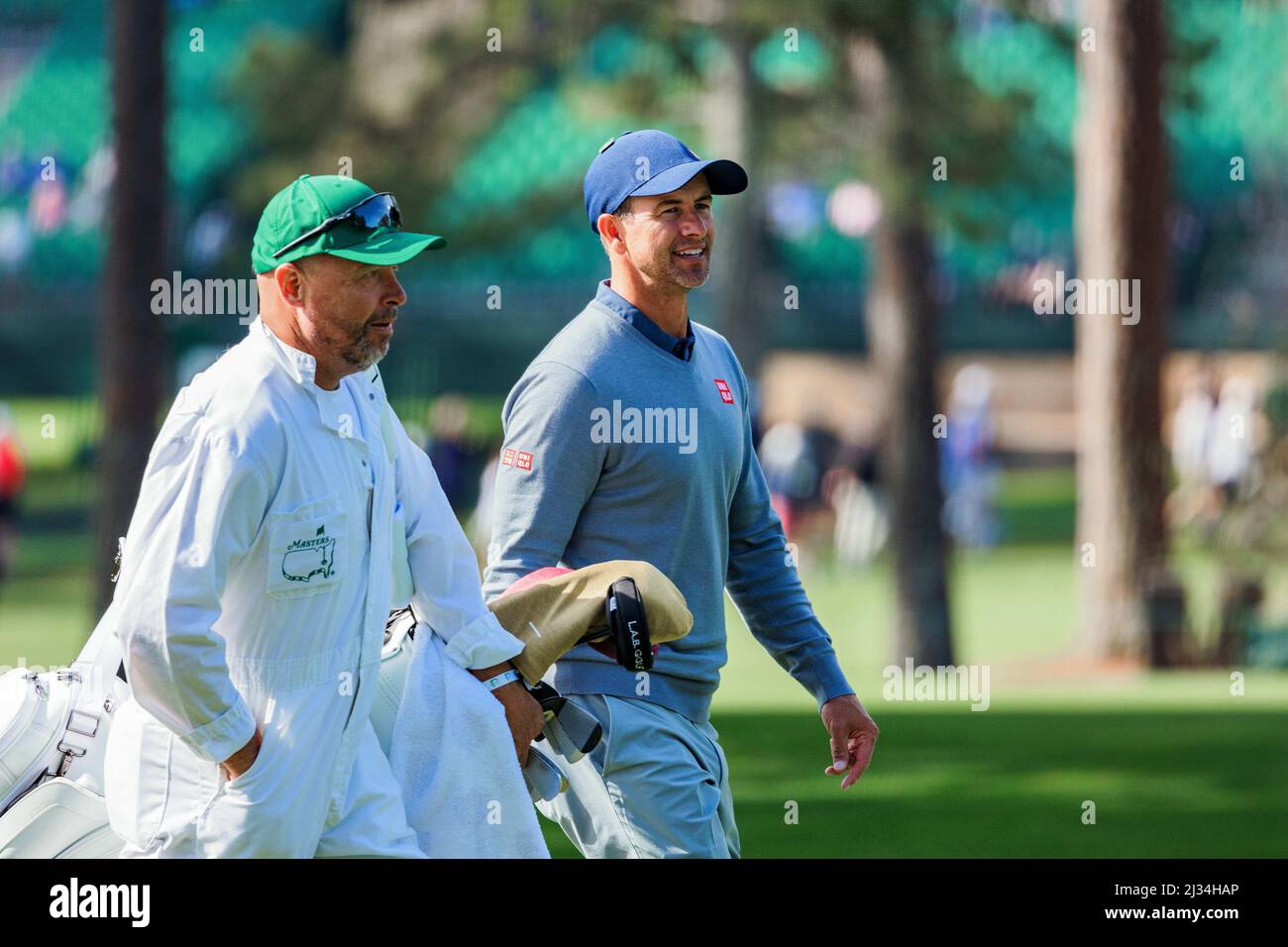 Augusta National Golf Club. 04th Apr, 2022. Adam Scott (right) walks