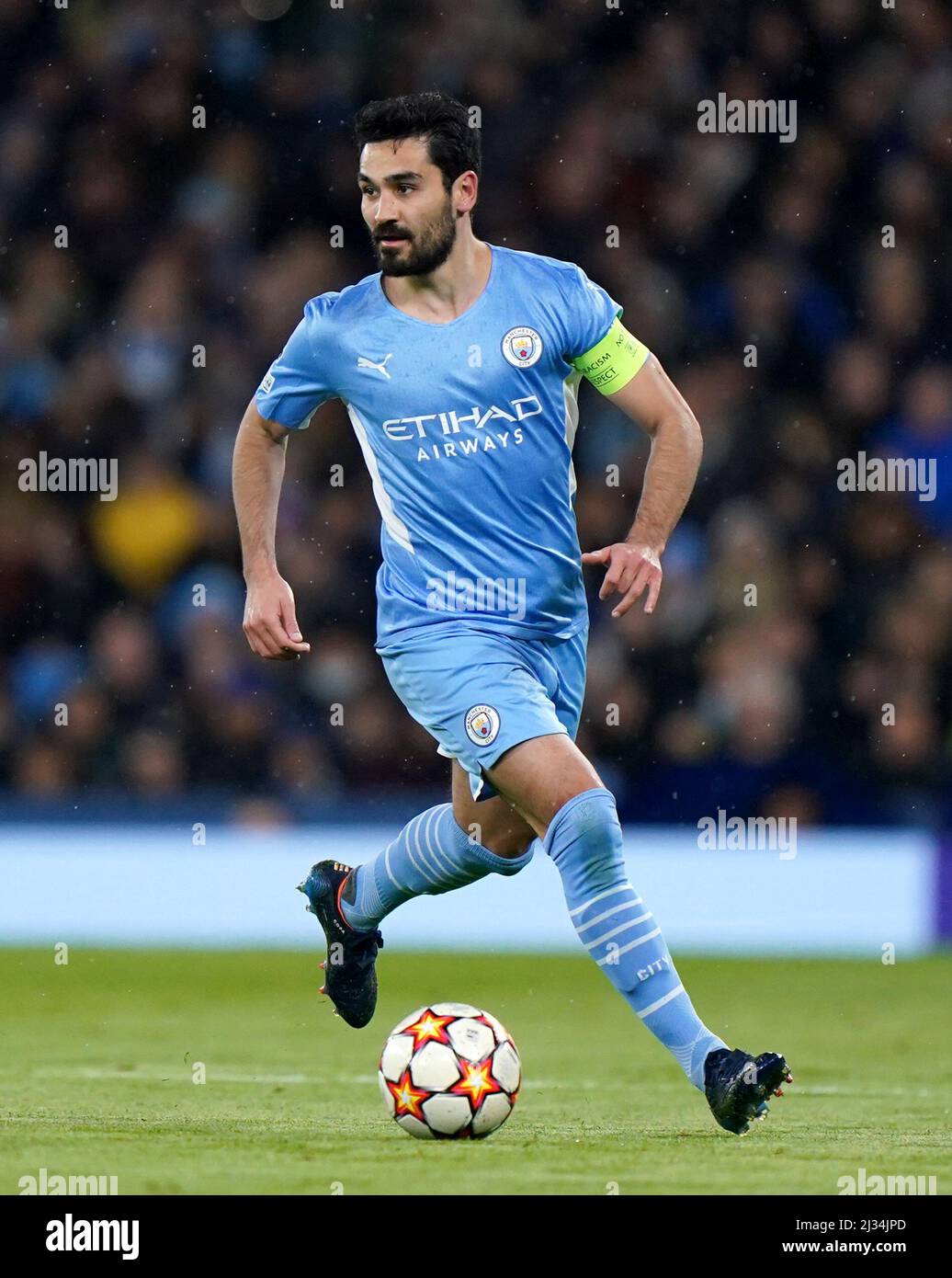 Manchester City's Ilkay Gundogan during the UEFA Champions League Quarter Final first leg match at the Etihad Stadium, Manchester. Picture date: Tuesday April 5, 2022. Stock Photo