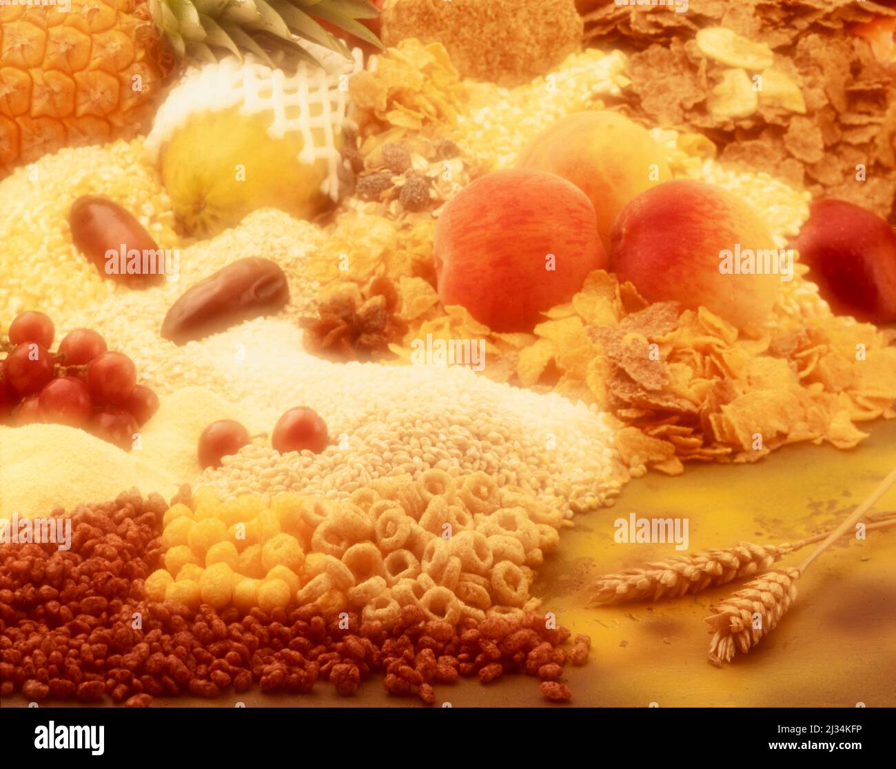 Food stilllife of breakfast cereals with fruit Stock Photo Alamy