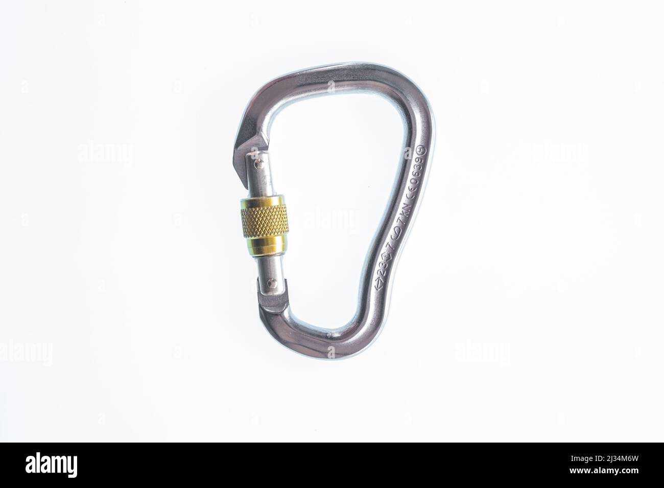 Rock climbing carabiner with locking gate Stock Photo Alamy