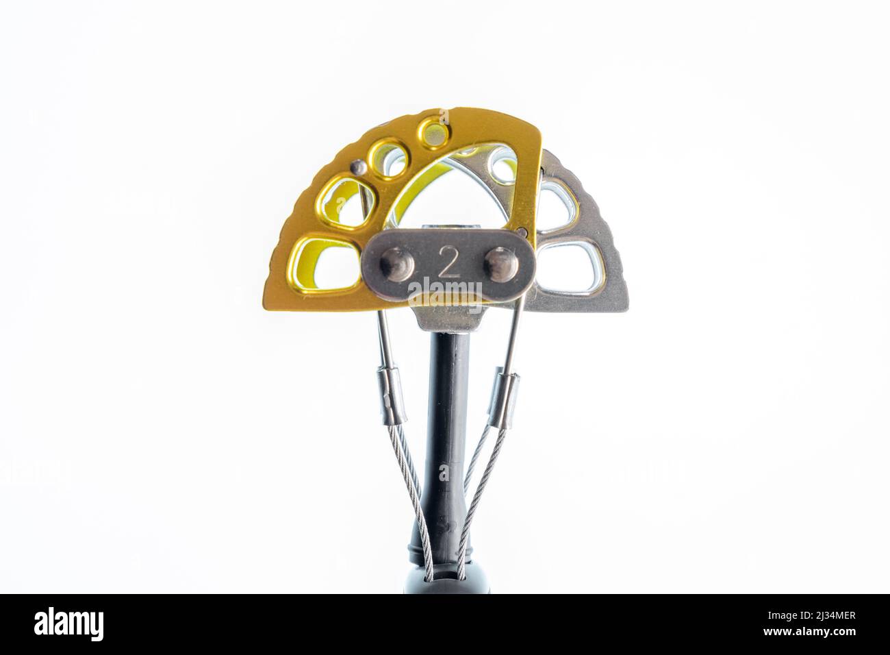 Spring loaded camming device, rock climbing protection equipment number