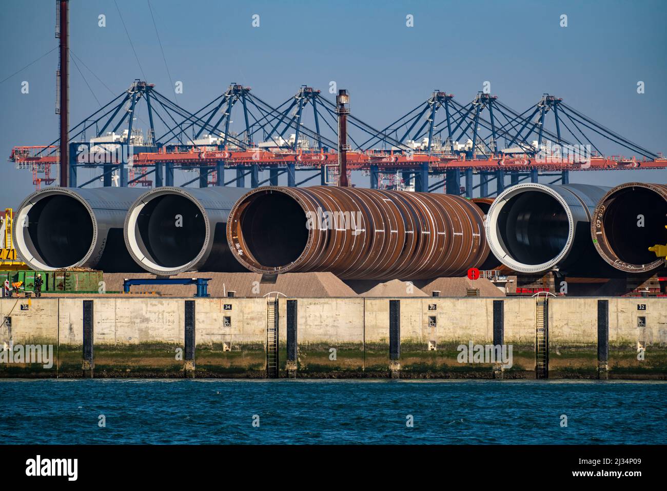 Container on a container ship, in the seaport of Rotterdam, Maasvlakte ...