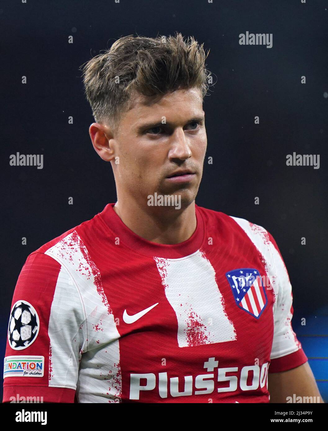 Atletico Madrid's Marcos Llorente during the UEFA Champions League Quarter Final first leg match at the Etihad Stadium, Manchester. Picture date: Tuesday April 5, 2022. Stock Photo