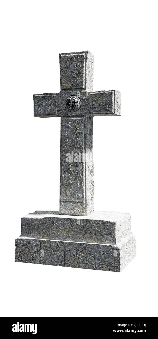 gravestone cross isolated on white background 3d illustration Stock
