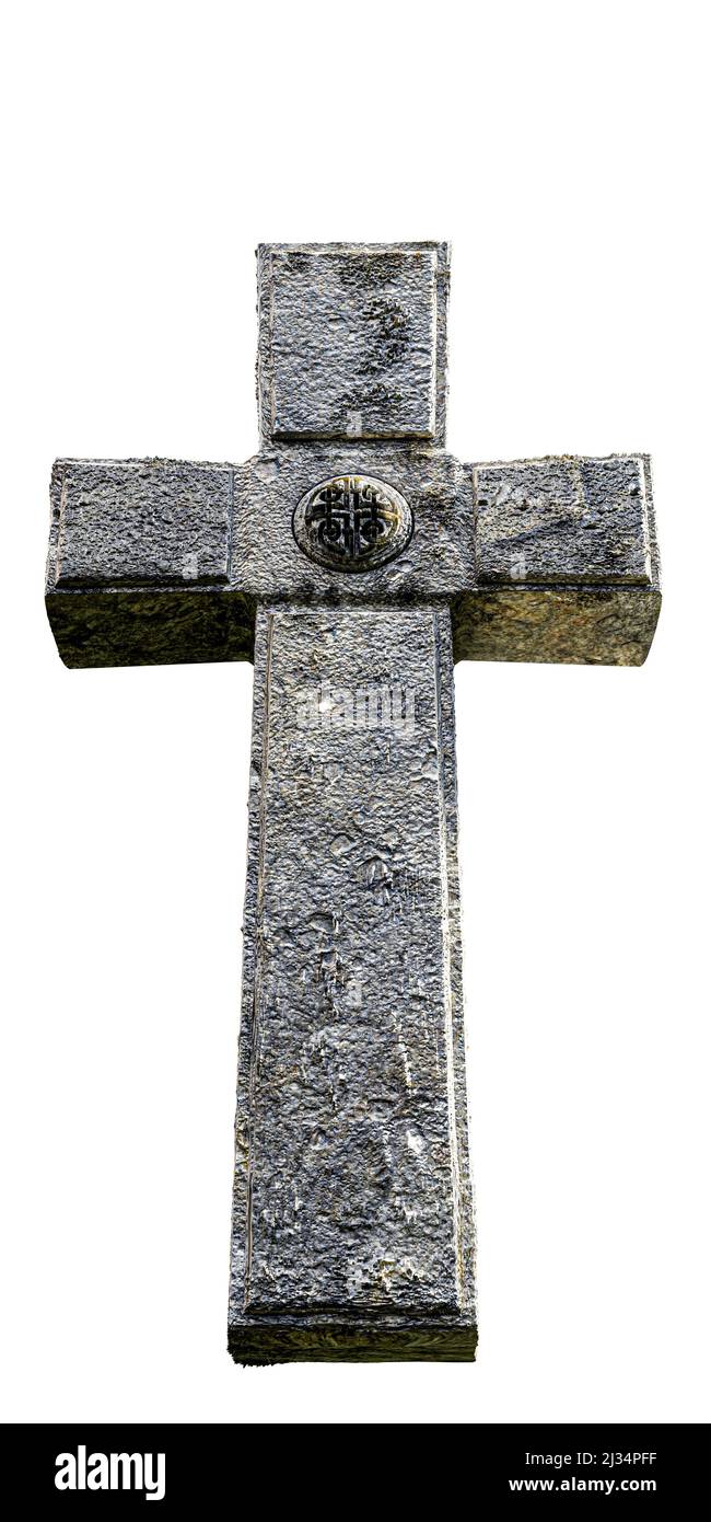 gravestone cross isolated on white background 3d illustration Stock