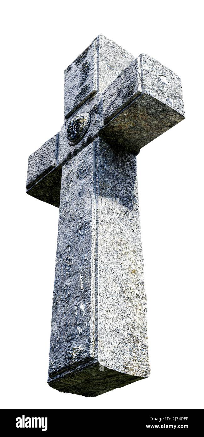 gravestone cross isolated on white background 3d illustration Stock