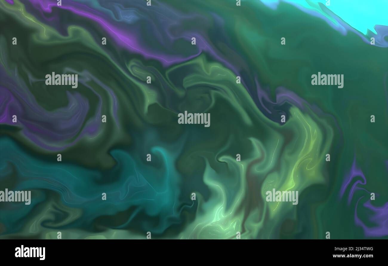 A green and purple luxury abstract fluid art painting in alcohol ink ...