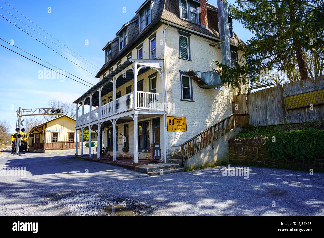 Reinholds, PA, USA April 2, 2022 The Station Inn at Reinholds is a